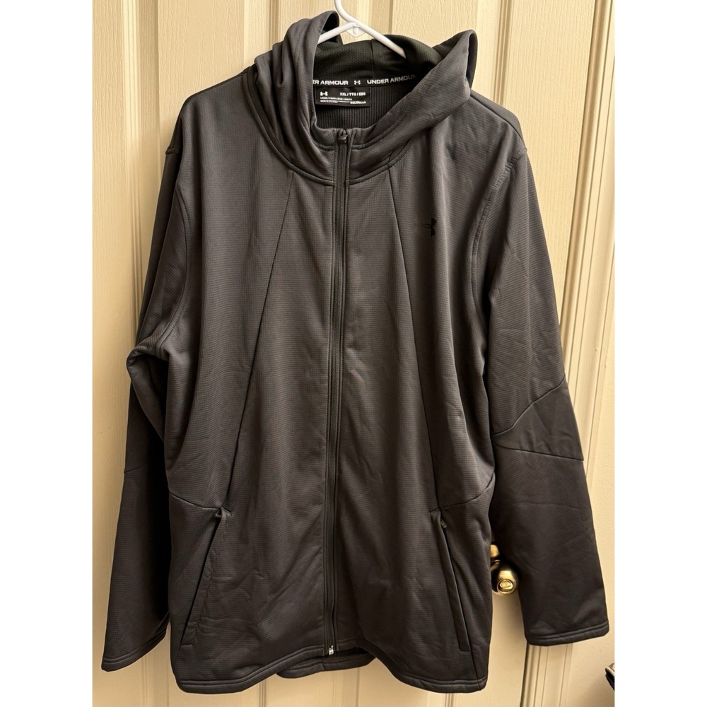 Under‎ Armour Gray Coldgear Loose Fit Full Zip Hooded Storm Jacket Coat 2XL
